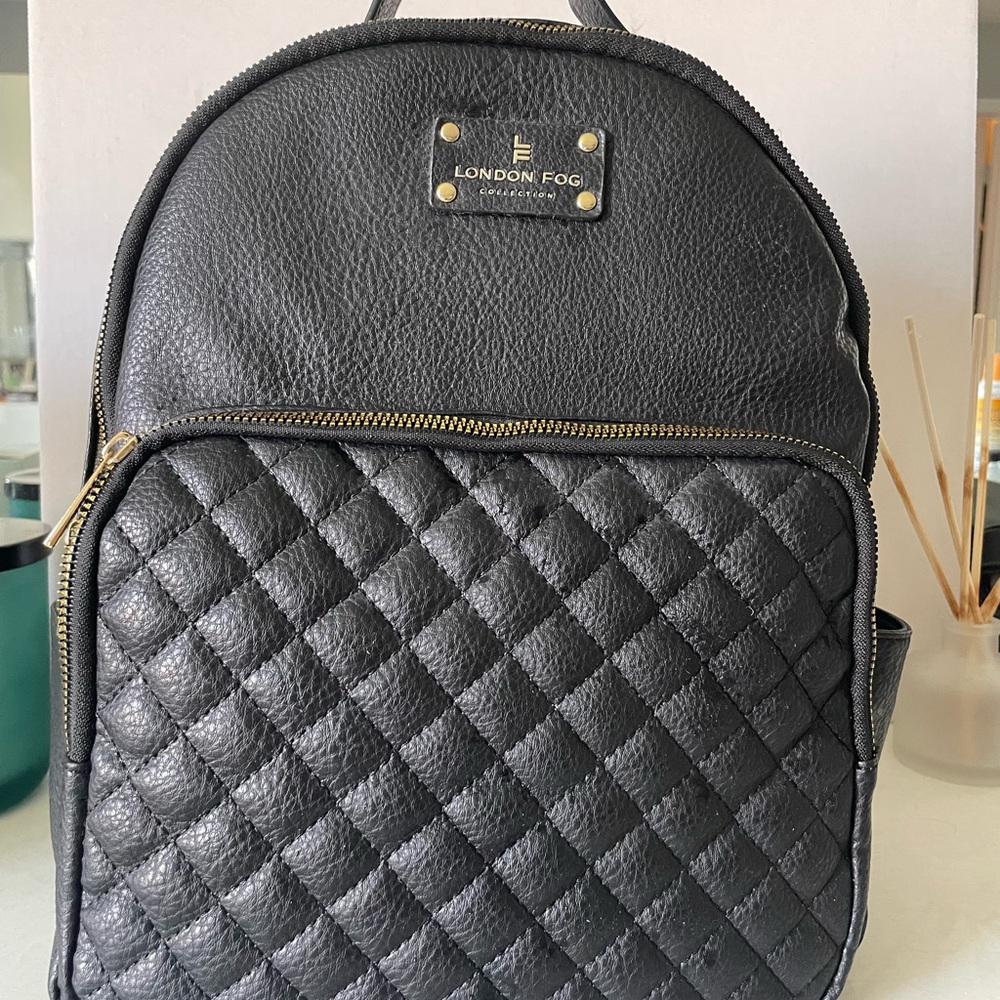 London Fog Black Quilted Backpack